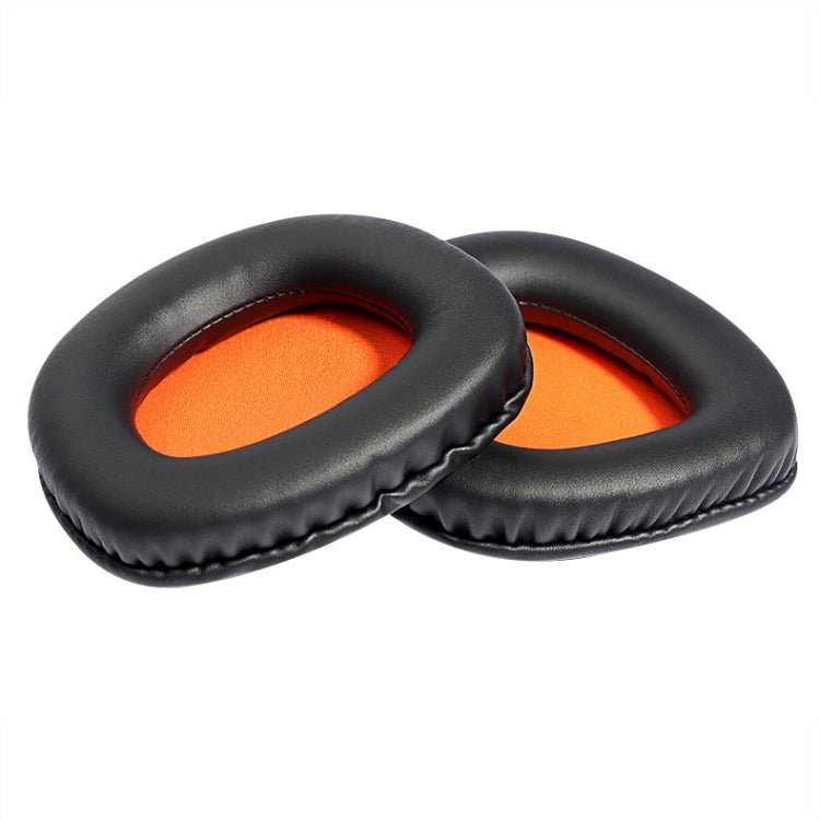 2-Piece Black Orange Net Slow Rebound Sponge Headphone Cover Cushions for DAREU EH712/EH715