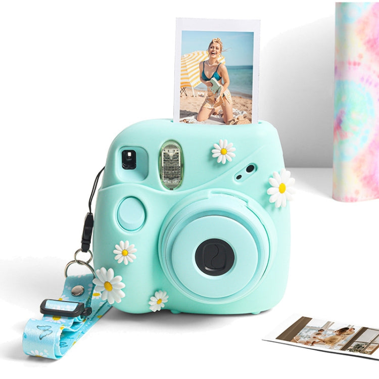 CAIUL Daisy Design Protective Silicone Case for FUJIFILM Instax Mini7+ Camera (Blue)