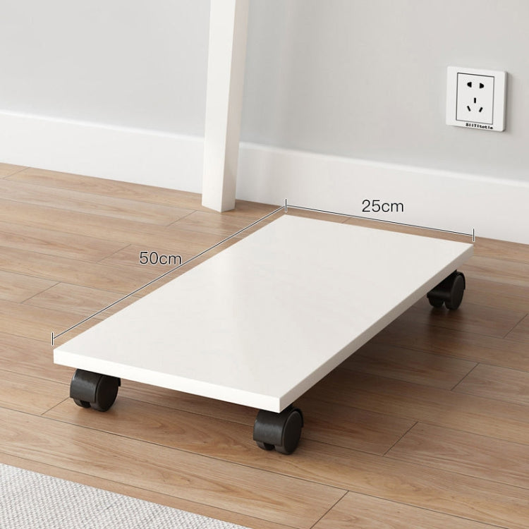 Wooden Desktop Computer Host Height-Raising Base with Universal Wheels - Warm White 25x50cm