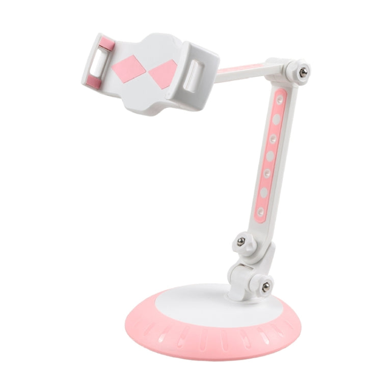 Rotating Desktop Tablet Bracket with Foldable Support (Pink White)
