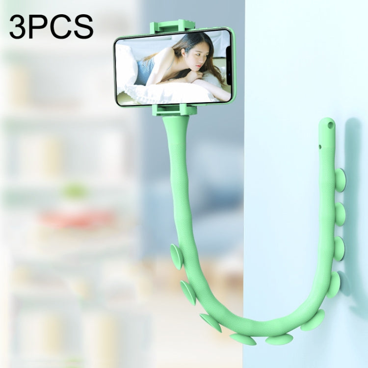 3PCS Caterpillar Mobile Phone Stand Magic Suction Cup Bedside Desktop Bracket(Green)