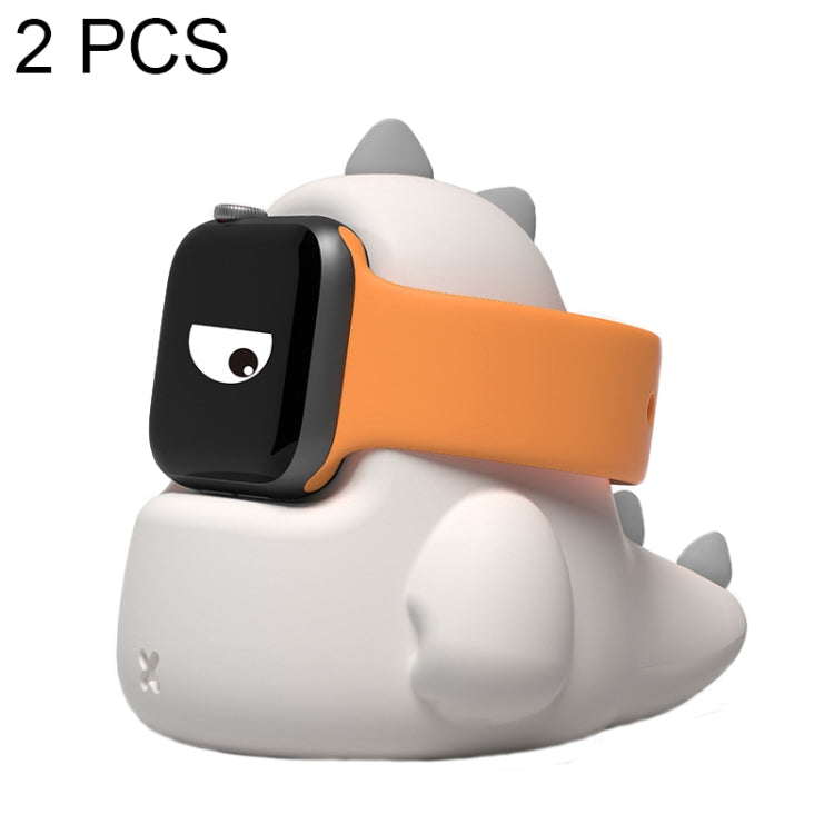 Cute Dinosaur Shaped Silicone Charging Stand for Apple Watch - Pack of 2 (White)