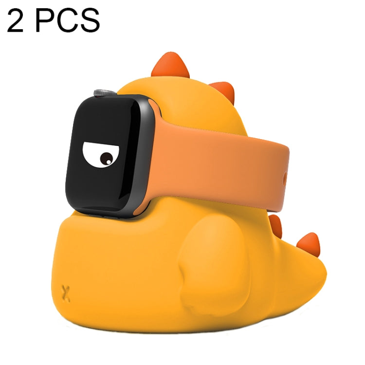 Yellow Cute Dinosaur Shaped Silicone Charging Stand for Apple Watch (2 PCS) without Watch