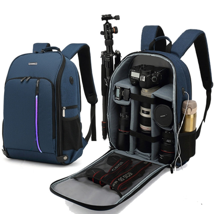 Blue TONO LED Light Camera Backpack with USB Port
