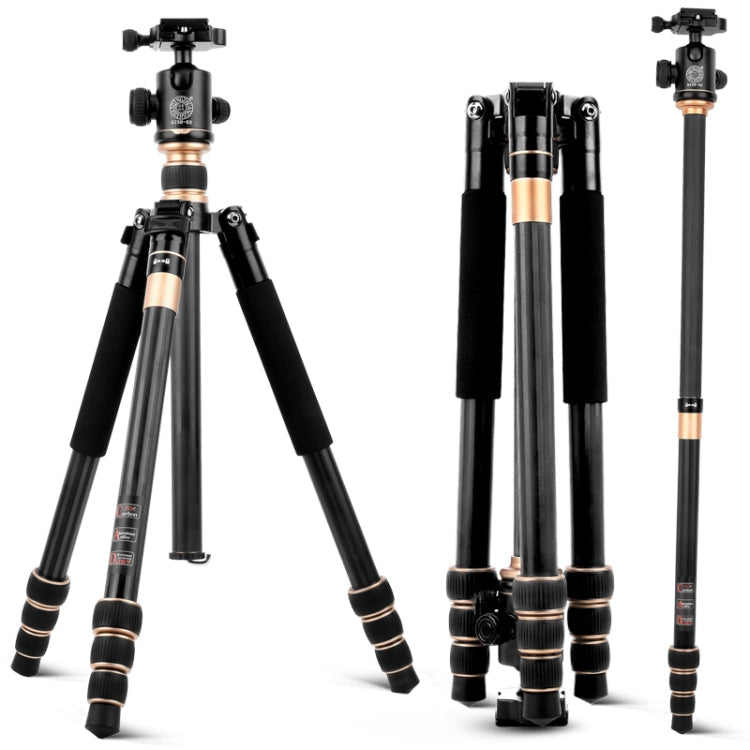 QingZhuangShiDai Q222C SLR Camera Carbon Fiber Portable Travel Tripod (Black)