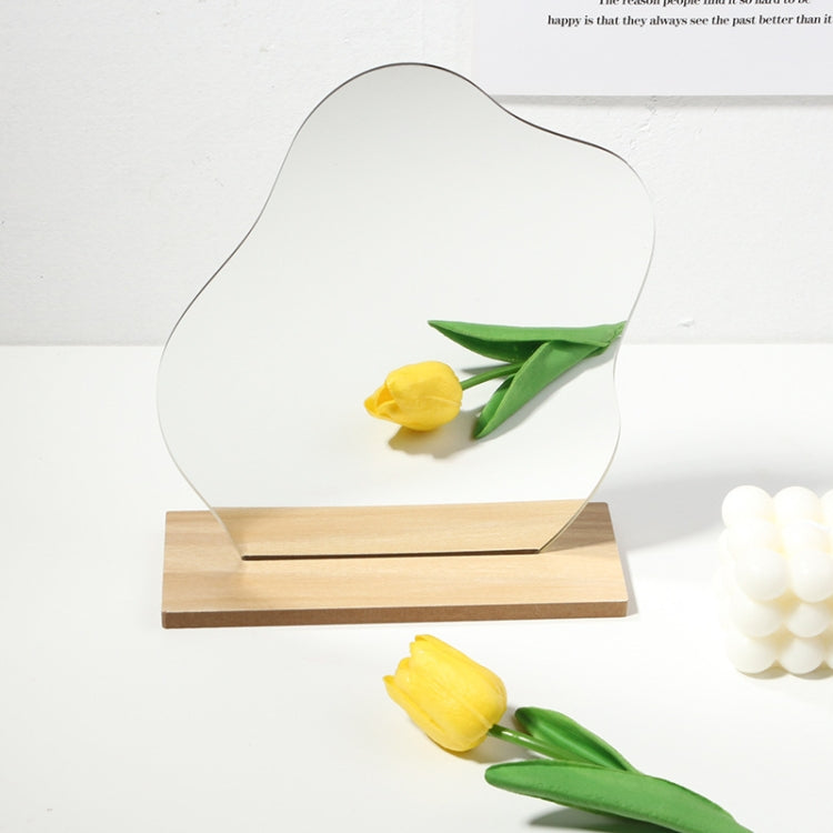 Elegant Acrylic Cloud Mirror with Wooden Base - Ideal for Product Shoots and Home Decor