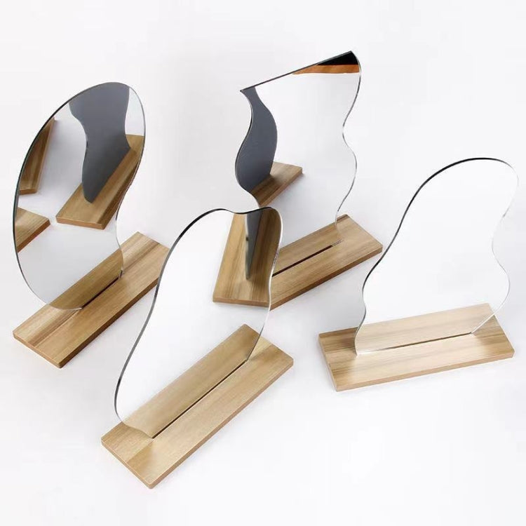 Elegant Acrylic Cloud Mirror with Wooden Base - Ideal for Product Shoots and Home Decor
