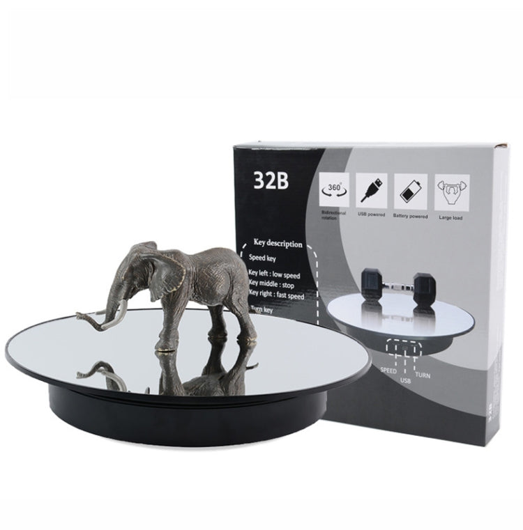 32cm Electric Photography Turntable with Adjustable Speed and Direction in Black Mirror Color