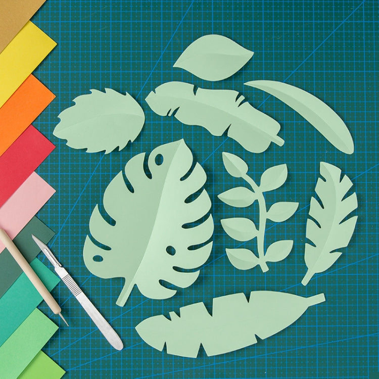 Light Green Hand-Cut Paper Leaf Ornaments for Photography