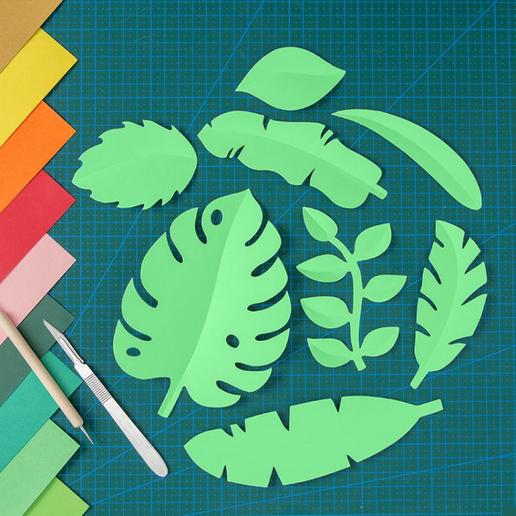 Parrot Green Hand-Crafted Paper-Cut Leaf Ornaments for Photography
