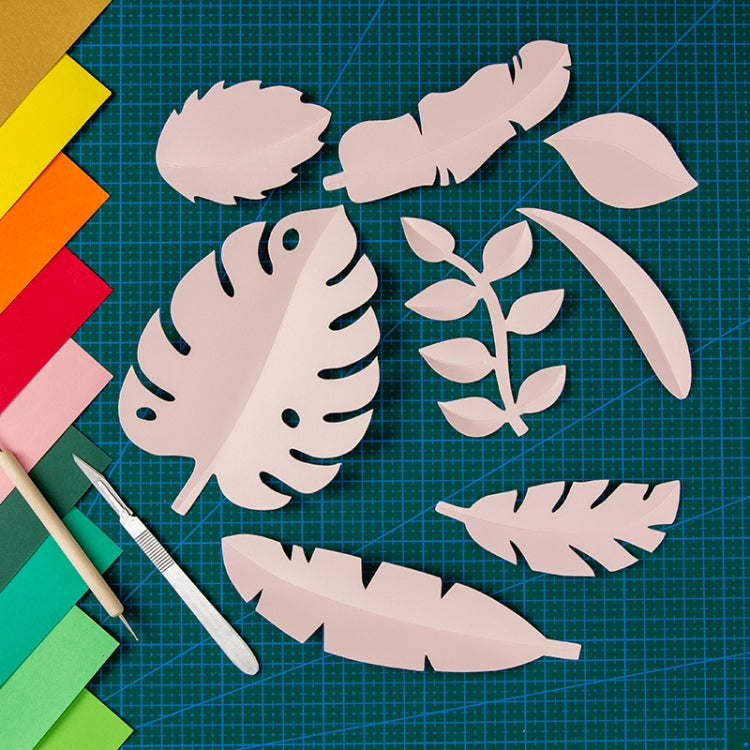 Exquisite Hand-Cut Paper Leaf Ornaments in Light Pink