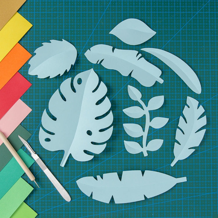 Light Blue Paper-cut Leaf Ornaments for Photography, Handcrafted Props