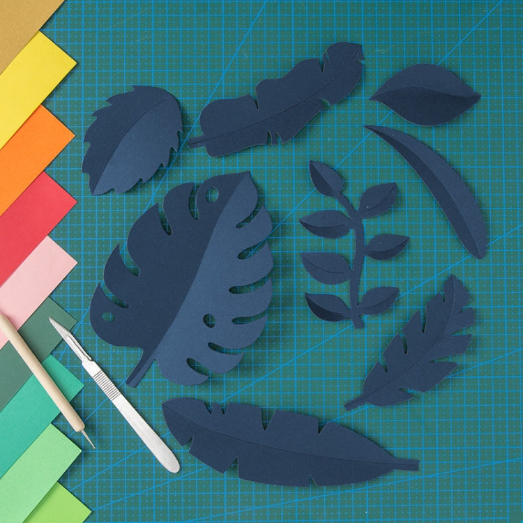 Exquisite Dark Blue Paper-cut Leaf Ornaments for Photography