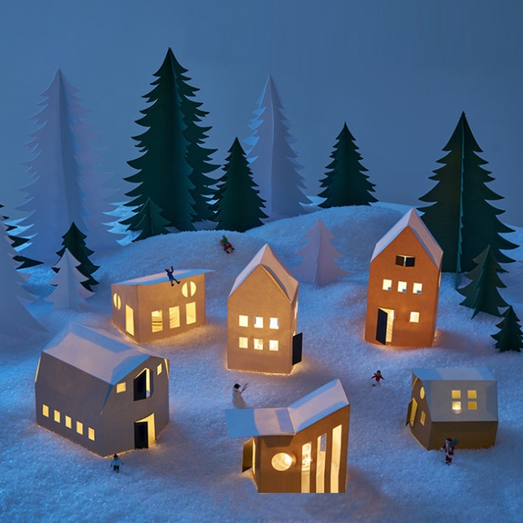 Festive Christmas Mini Landscape Photography Props - Set of 12 Hand-Cut Paper Art Houses