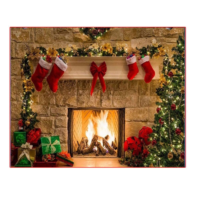 Yellow Christmas Fireplace Photography Background Cloth