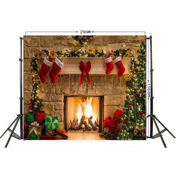 Yellow Christmas Fireplace Photography Background Cloth