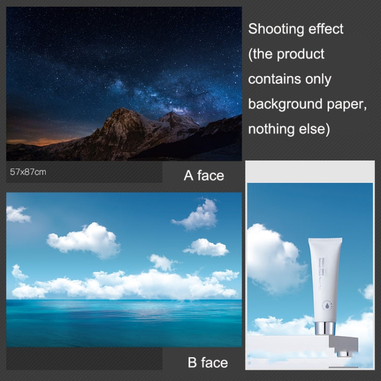 3D Reversible Matte Photography Background Paper (Sea Sky+Stars Mountains)