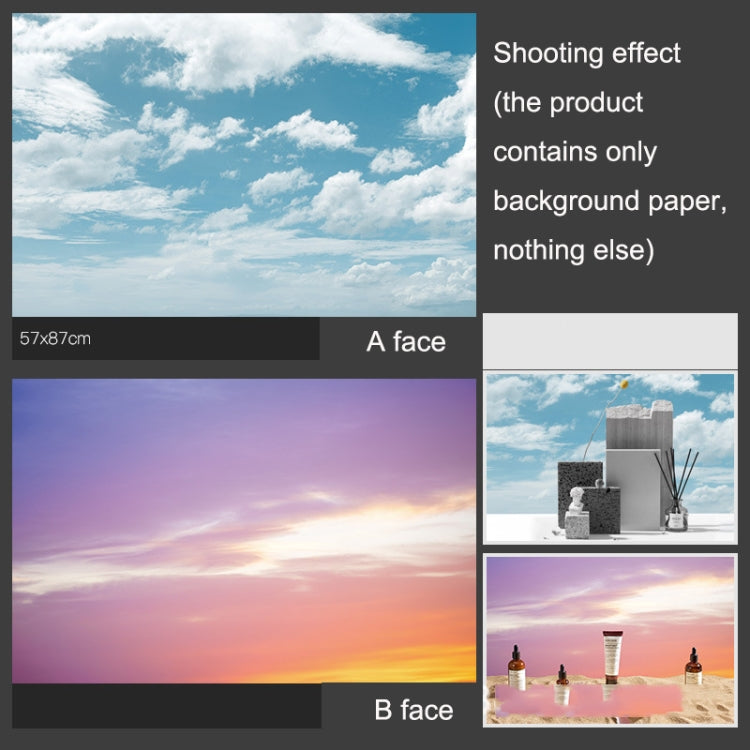 3D Matte Double-Sided Photography Background Paper (Blue Sky+Early Rosy Clouds)