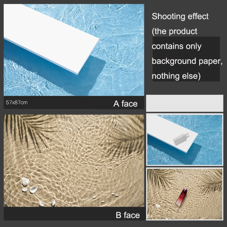 3D Double-Sided Matte Photography Background Paper(Pool+Beach) - Professional Waterproof Textured Background