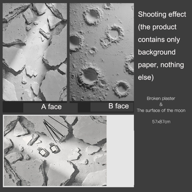 3D Dual-sided Matte Photography Background Paper(Weathered Plaster+Moon Surface)