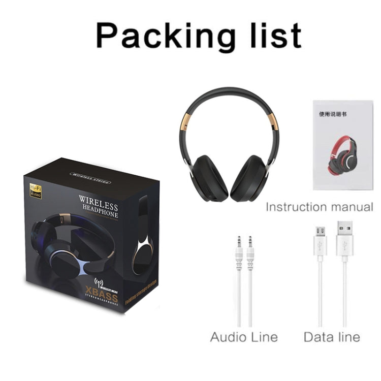 FG-07S Folding Wireless Headset With Microphone and Multiple Playback Modes (Black)