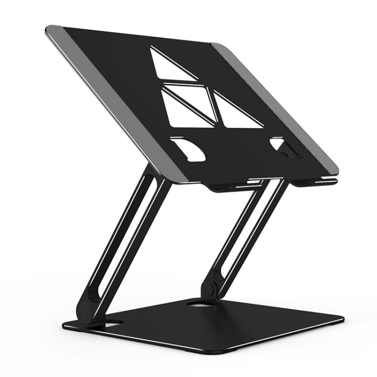 Folding Aluminum Laptop and Tablet Stand with Elevated Cooling, Triangle Fantasy Black Design