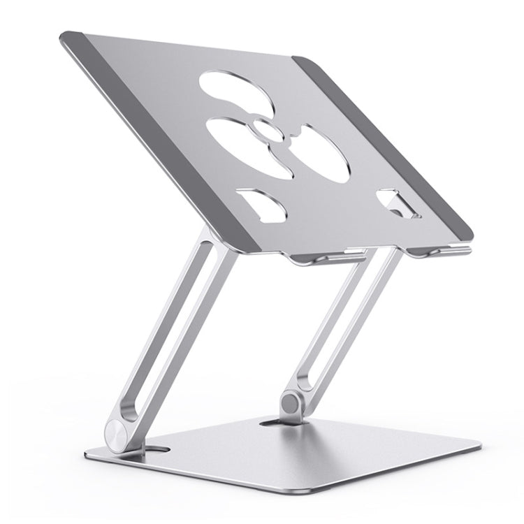 Aluminum Foldable Laptop Tablet Stand with Fan Blade Silver Design