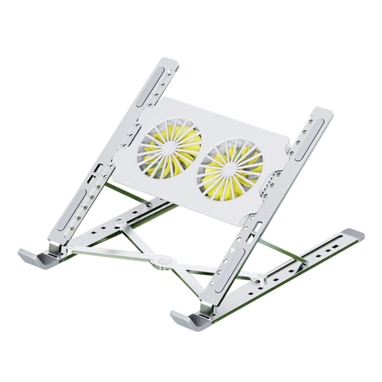 N7 Foldable Aluminum Alloy Laptop Stand With Cooling Fan- Silver
