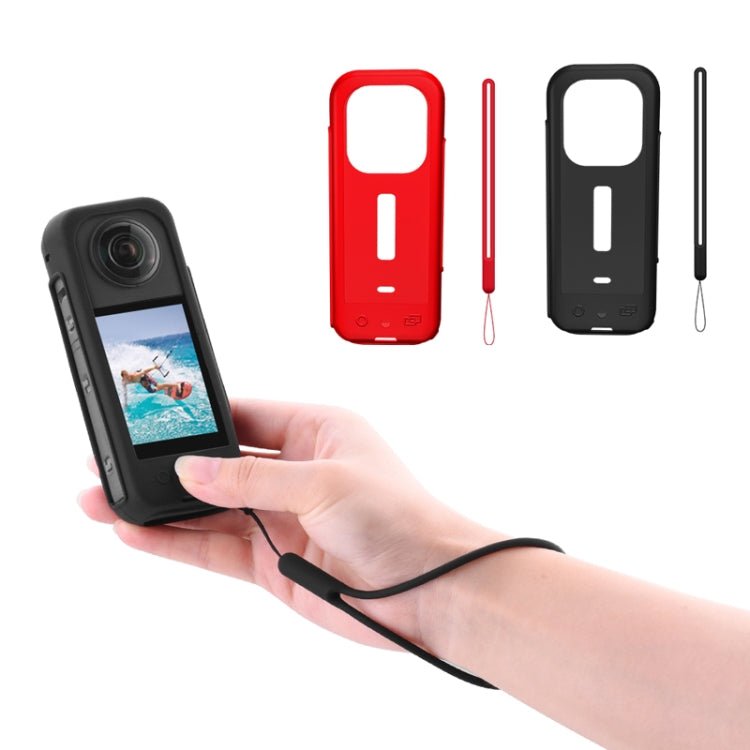Silicone Case with Hand Strap for Insta360 X3 Camera (Black)
