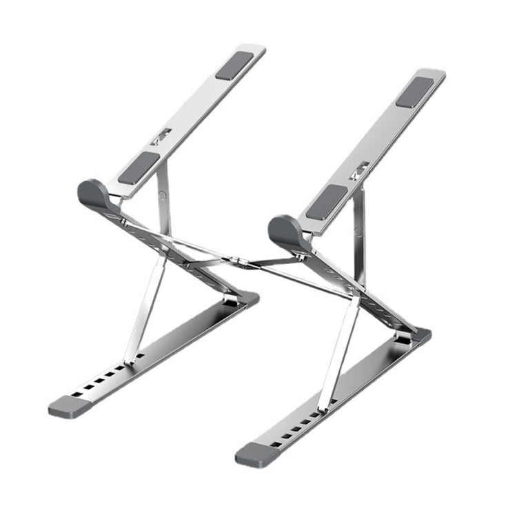 Silver Double-layer Foldable Aluminum Laptop Stand with Heat Dissipation