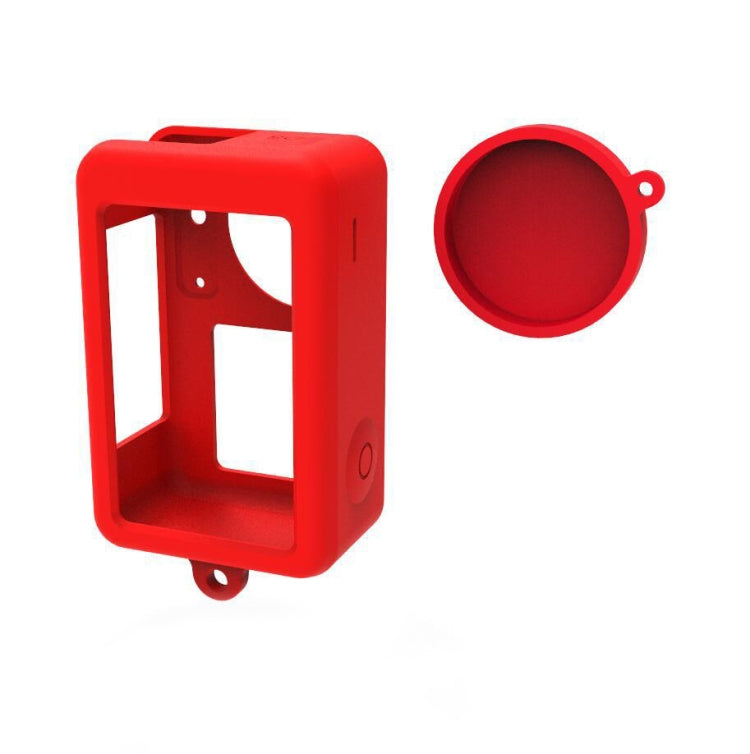 Red Silicone Protective Case and Lens Cap for DJI Osmo Action 3
