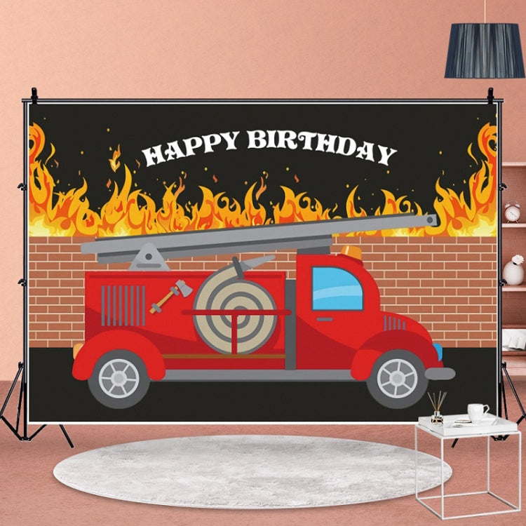 Fire Engine Happy Birthday Party Scene Backdrop for Photojournalism - 1.5x1m (MDU04231)