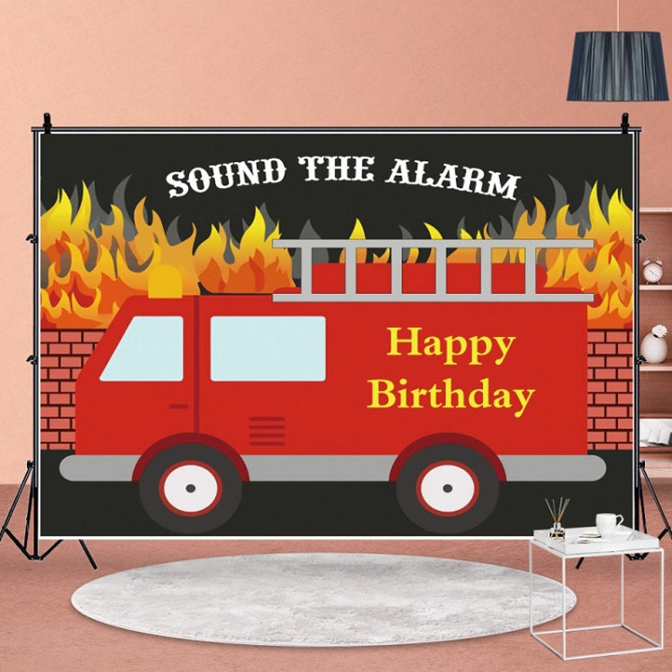 Fire Engine Happy Birthday Party Scene Backdrop - 1.5x1m (MDU04232)