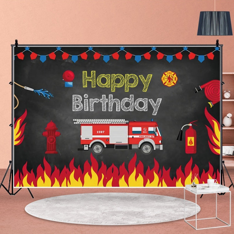 Fire Engine Happy Birthday Party Scene Backdrop for Photojournalism (1.5x1m)