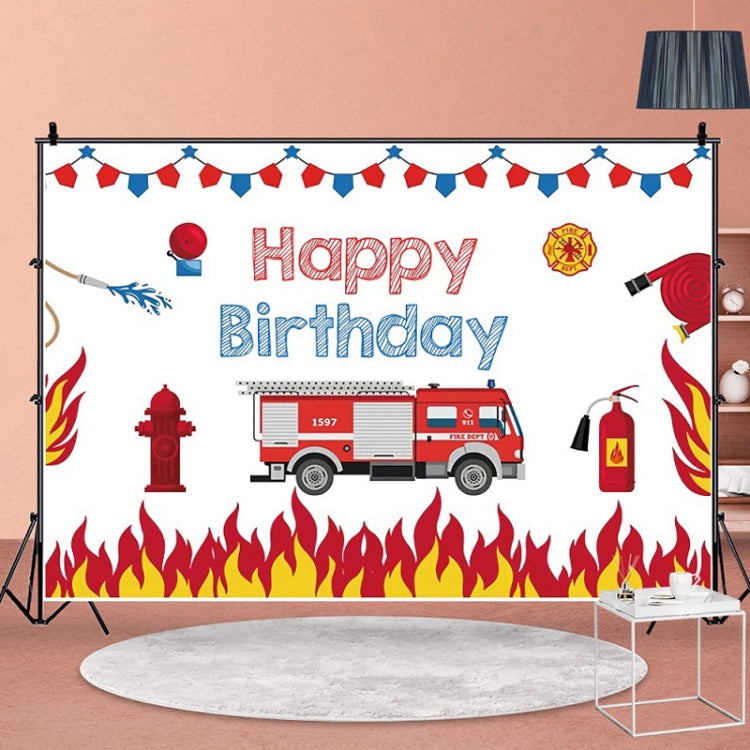 Fire Engine Happy Birthday Party Scene Backdrop - 1.5x1m (MDU04234)