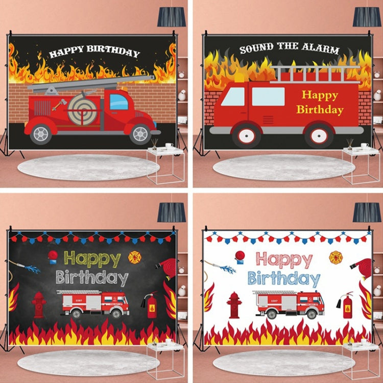 Fire Engine Happy Birthday Party Scene Backdrop for Photojournalism (1.5x1m)