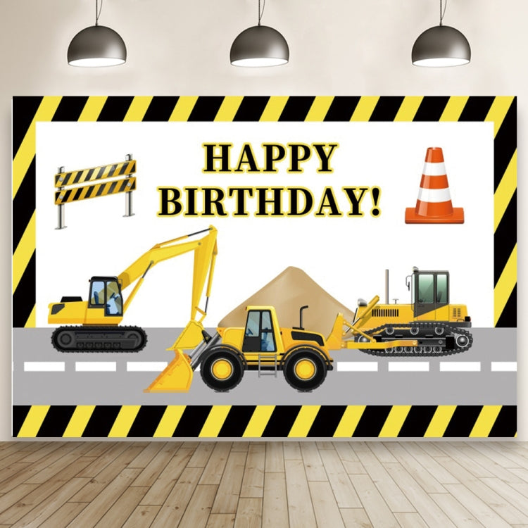 Construction Vehicle Series Happy Birthday Photography Background Cloth - 1.5m x 1m (Mdz00628)