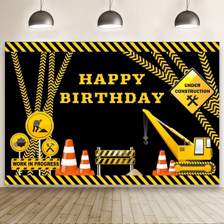 Construction Vehicle Series Happy Birthday Photography Background Cloth - 150cm x 100cm (MSD00212)