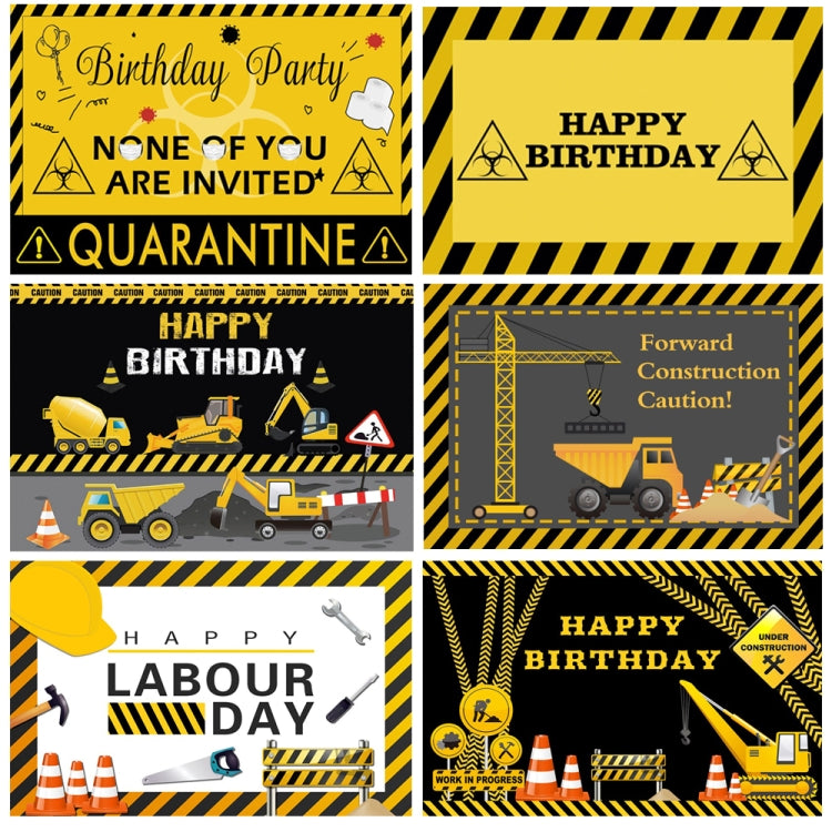 Construction Vehicle Series Happy Birthday Photography Background Cloth - 1.5m x 1m (Mdm07372)