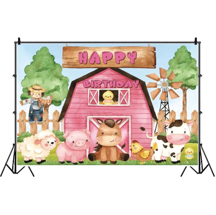 Cartoon Farm Animals Photography Backdrop for Birthday Parties and Events