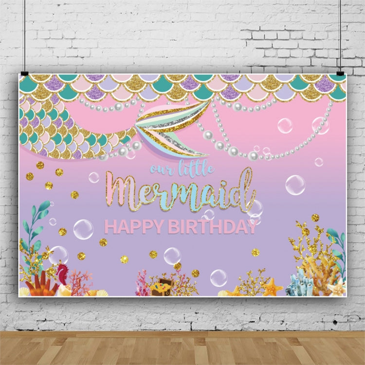Mermaid Happy Birthday Photography Background Cloth 120 x 80cm
