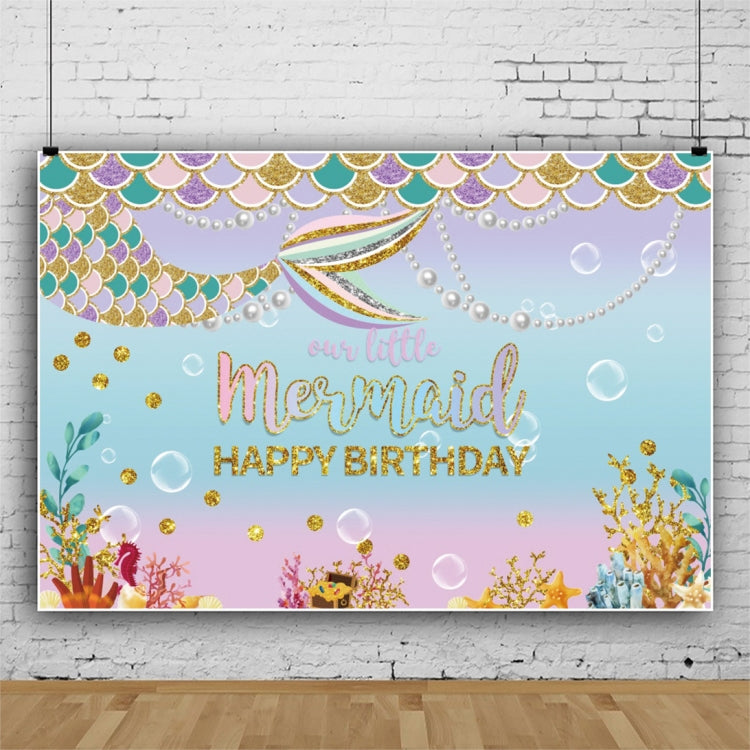 Mermaid Happy Birthday Photography Background Cloth - 120 x 80cm (12009608)
