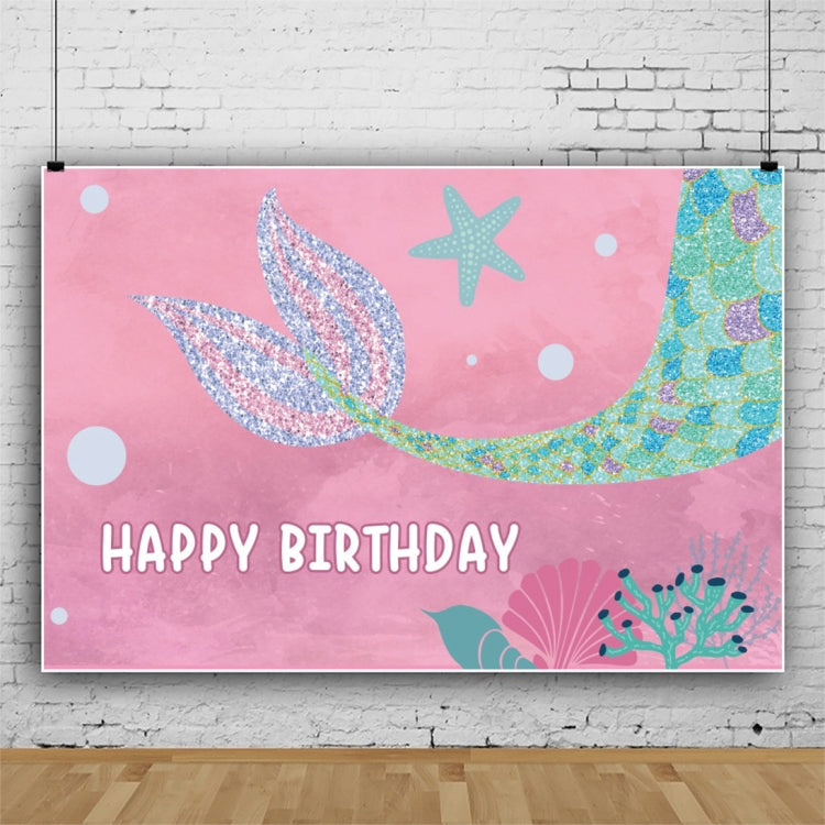 Mermaid Happy Birthday Photography Background Cloth - 120 x 80cm