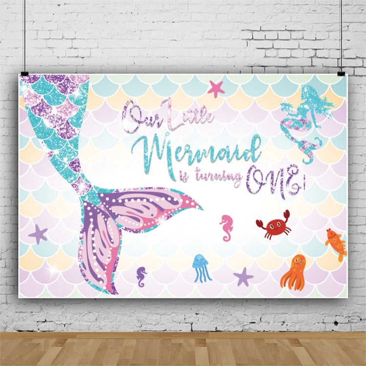 Mermaid Happy Birthday Photography Backdrop (120 x 80cm) with Adorable 3D Prints