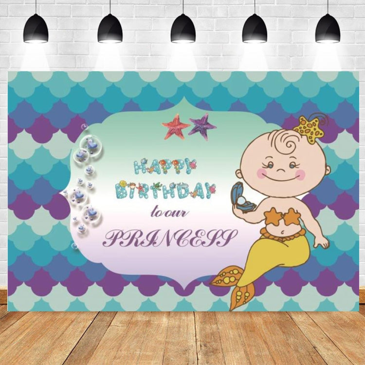 Mermaid Happy Birthday Photography Background Cloth - 120 x 80cm