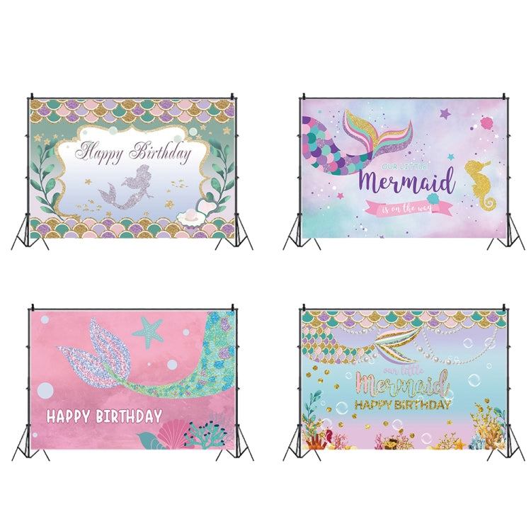 Mermaid Happy Birthday Photography Background Cloth - 120 x 80cm