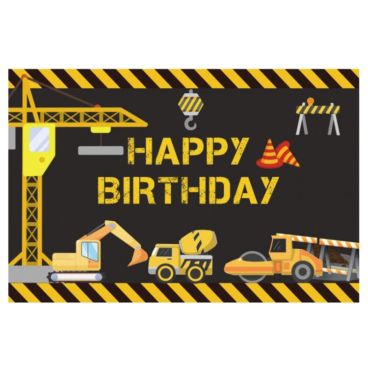 Construction Vehicle Series Happy Birthday Photography Background Cloth - 1.2m x 0.8m
