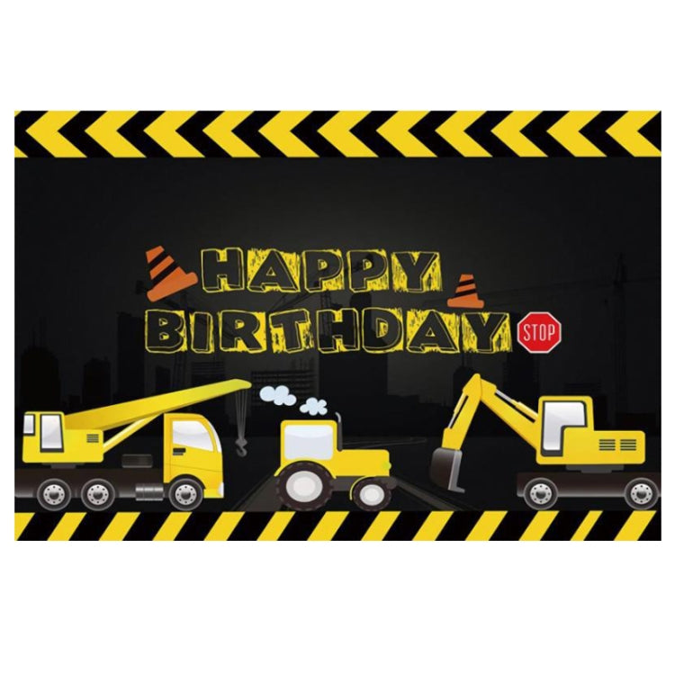 Construction Vehicle Series Happy Birthday Photography Background Cloth - 1.2m x 0.8m