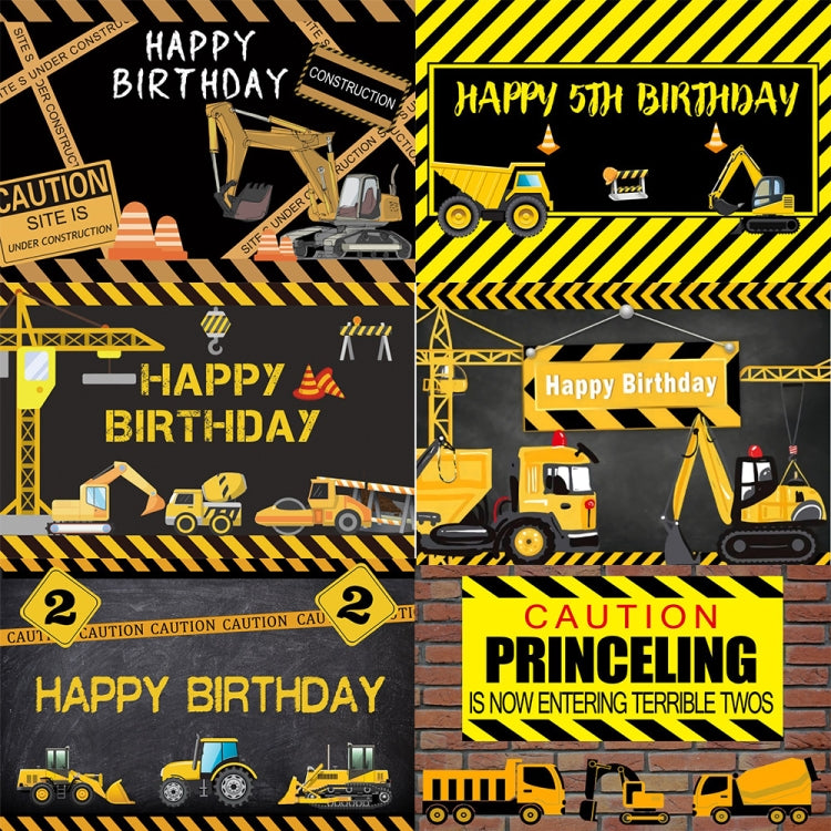 Construction Vehicle Series Happy Birthday Photography Background Cloth
