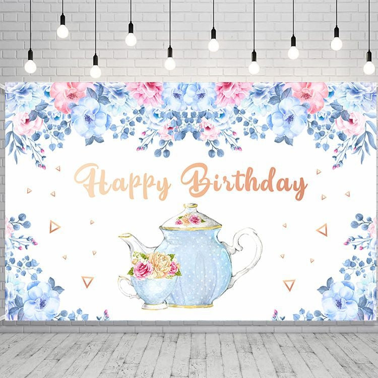 S34456 1.8 x 1.1m Cartoon Teapot Photography Background Cloth Birthday Party Scene Decoration